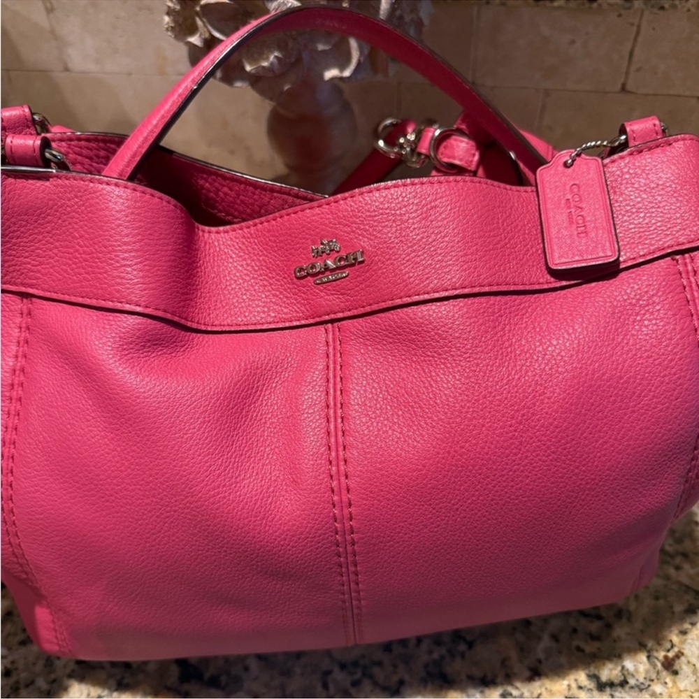 Coach Hot Pink Leather Shoulder Bag • LIKE NEW - Picture 7 of 13